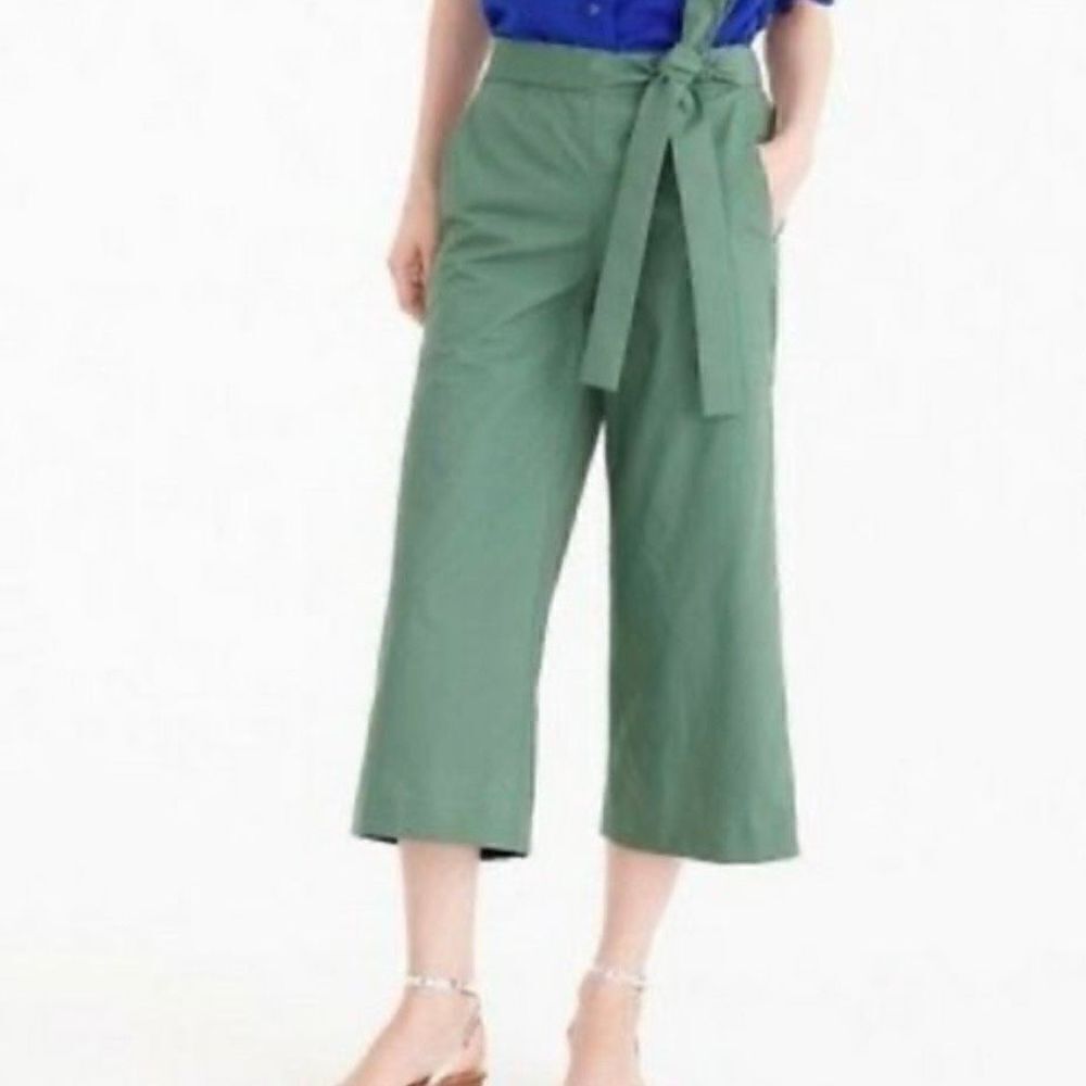 J.Crew green wide leg tie waist pants size 12